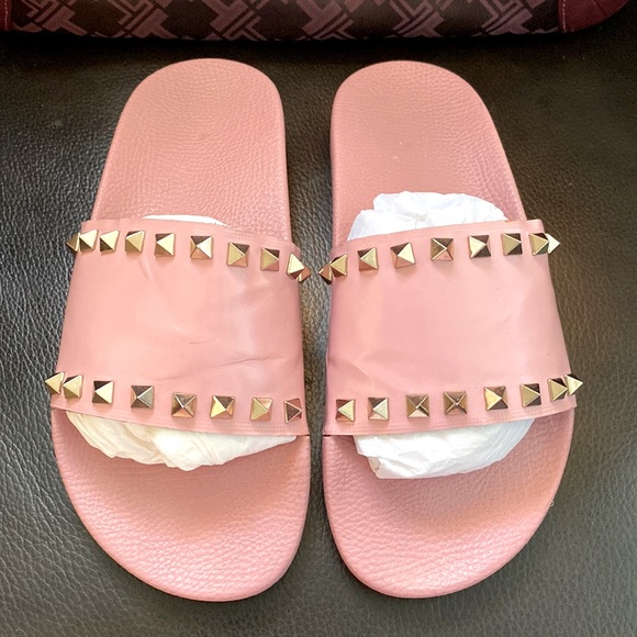 VALENTINO ROCKSTUD ACCENTS SLIDES - Picture 1 of 16